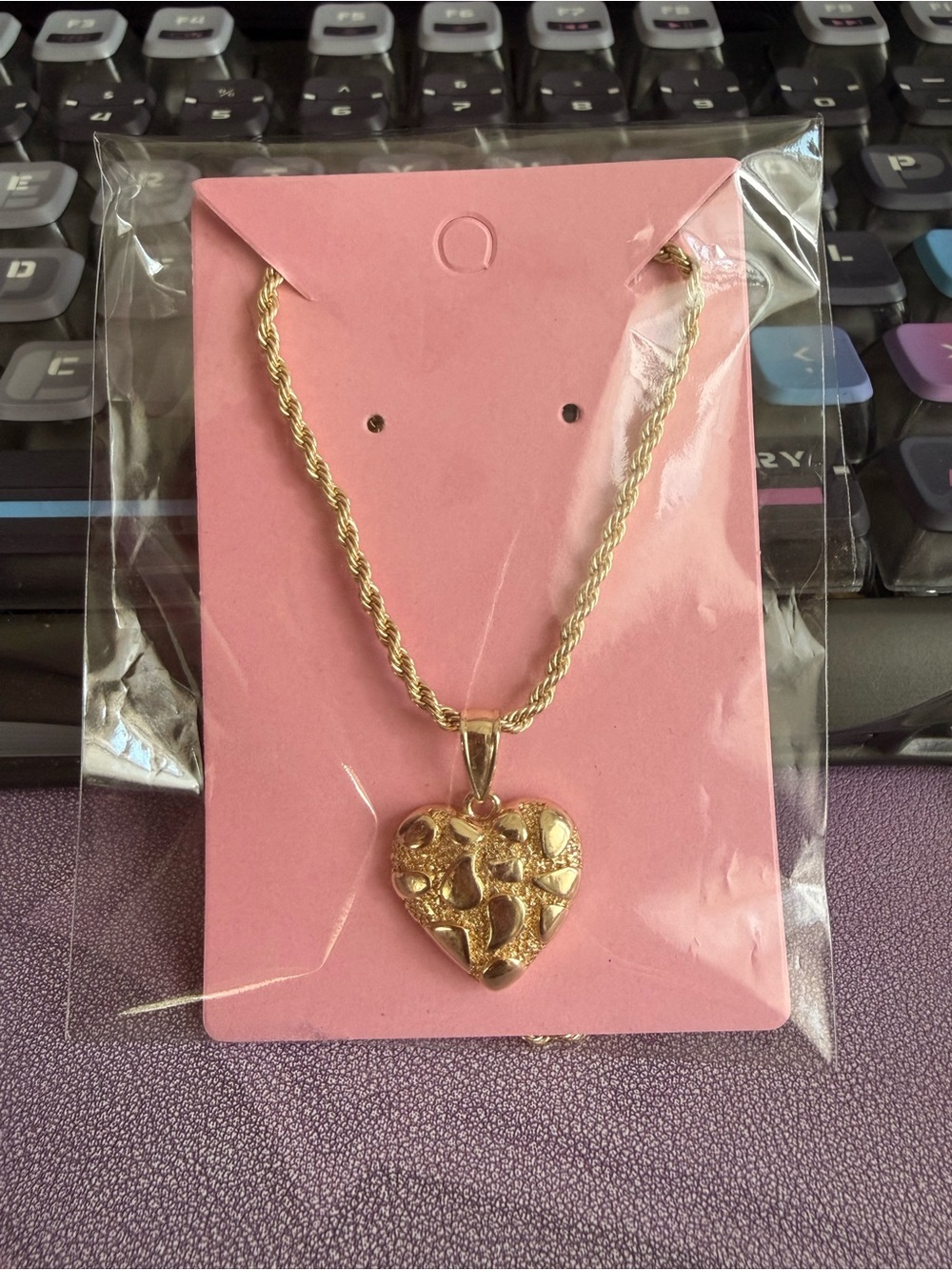 Gold plated Heart nugget Pendant Necklace - Elegant Women's Jewelry